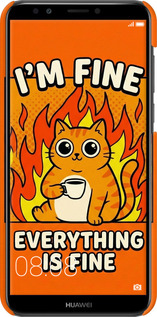 3D пластиковый матовый чехол Funny Cat для Huawei Y7 Prime 2018 - 6786m-1509 изображение 