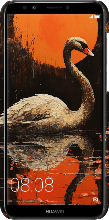 3D пластиковый матовый чехол Лебедь для Huawei Y7 Prime 2018 - 5964m-1509 изображение 