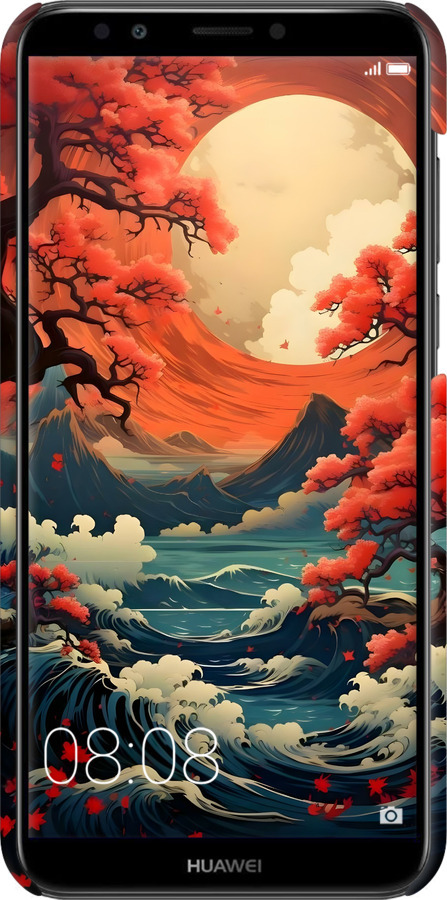 3D пластиковий матовий чехол Природа Японії для Huawei Y7 Prime 2018 - 6327m-1509 изображение 