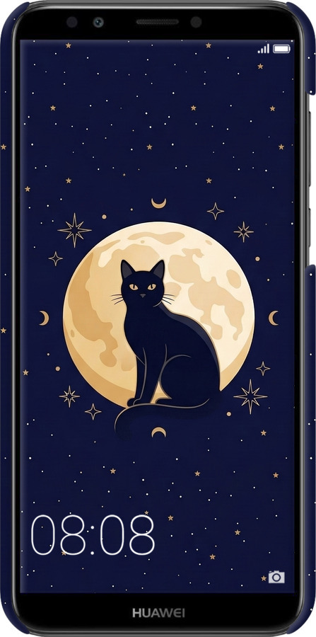 3D пластиковый матовый чехол Cute Cat Celestial/Witchy для Huawei Y7 Prime 2018 - 6787m-1509 изображение 