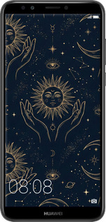 2D пластиковый чехол Celestial Harmony: Sun & Moon Gold Mystic Pattern для Huawei Y7 Prime 2018 - 6778t-1509 изображение 