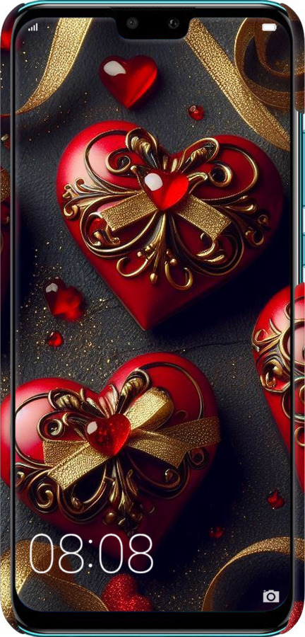 3D пластиковый матовый чехол Сердечки v4 для Huawei Y9 2019 - 5834m-1602 изображение 