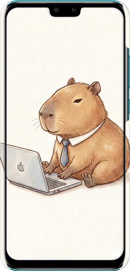 3D пластиковый матовый чехол Funny Capybara CEO Working для Huawei Y9 2019 - 6777m-1602 изображение 