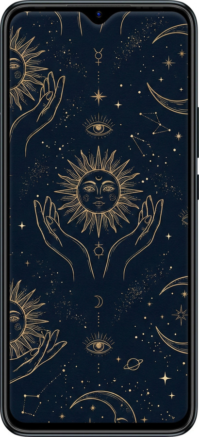 Силиконовый чехол Celestial Harmony: Sun & Moon Gold Mystic Pattern для Infinix Hot 11 Play - 6778u-2756 изображение 