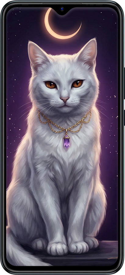 Силиконовый чехол Mystic White Cat Gothic Dark Purple Gold для Infinix Hot 11 Play - 6805u-2756 изображение 
