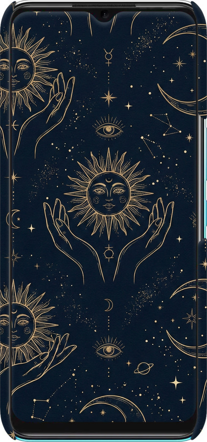 3D пластиковый матовый чехол Celestial Harmony: Sun & Moon Gold Mystic Pattern для Infinix Hot 11 - 6778m-2762 изображение 