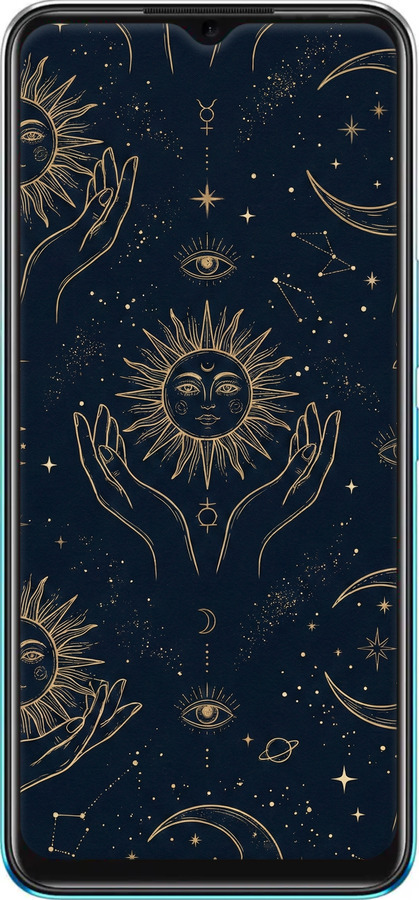 Силиконовый чехол Celestial Harmony: Sun & Moon Gold Mystic Pattern для Infinix Hot 11 - 6778u-2762 изображение 