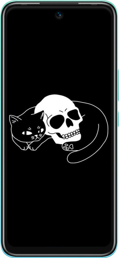 TPU чехол Із зображенням кота та черепа для Infinix Hot 12 Play - 6491b-2759 изображение 