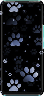 3D пластиковий матовий чехол З синіми відбитками лап для Infinix Hot 12 Play - 6441m-2759 изображение 
