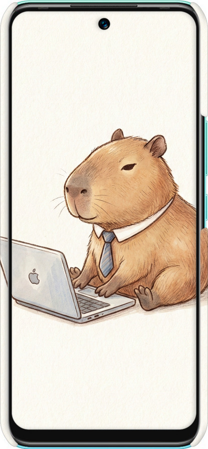 3D пластиковый матовый чехол Funny Capybara CEO Working для Infinix Hot 12 Play - 6777m-2759 изображение 