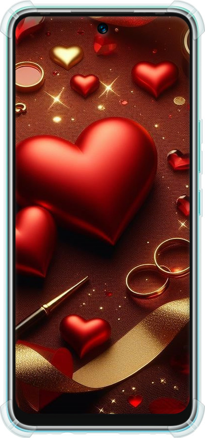 Силіконовий протиударний с посиленими кутами чехол Сердечки v3 для Infinix Hot 12 Play - 5833sp-2759 изображение 