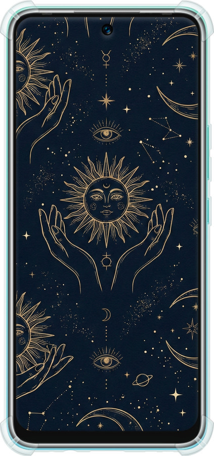 Силіконовий протиударний с посиленими кутами чехол Celestial Harmony: Sun & Moon Gold Mystic Pattern для Infinix Hot 12 Play - 6778sp-2759 изображение 