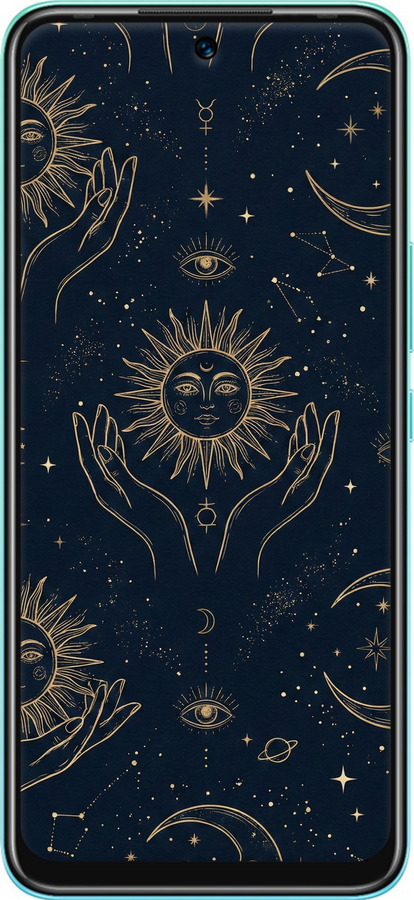 Силіконовий чехол Celestial Harmony: Sun & Moon Gold Mystic Pattern для Infinix Hot 12 Play - 6778u-2759 изображение 