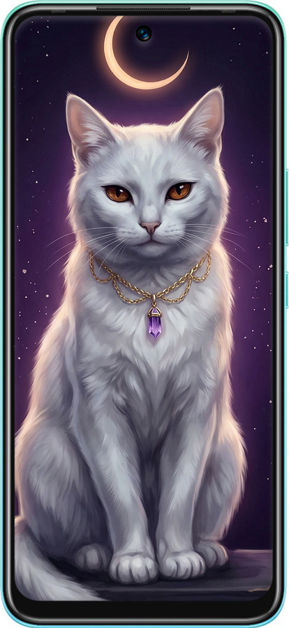 Силиконовый чехол Mystic White Cat Gothic Dark Purple Gold для Infinix Hot 12 Play - 6805u-2759 изображение 