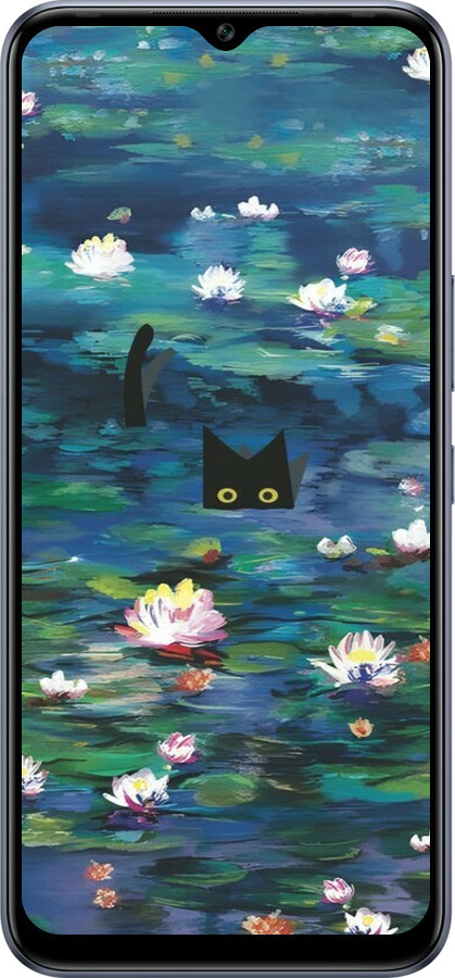 Силіконовий чехол с изображением водяных лилий и кошек для Infinix Hot 12 Pro - 6257u-2868 изображение 