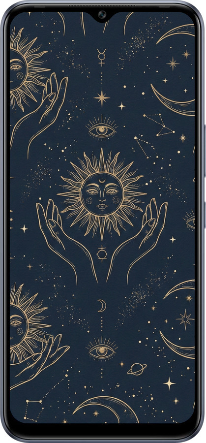 Силиконовый чехол Celestial Harmony: Sun & Moon Gold Mystic Pattern для Infinix Hot 12 Pro - 6778u-2868 изображение 
