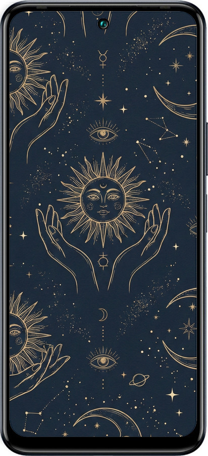 Силіконовий чехол Celestial Harmony: Sun & Moon Gold Mystic Pattern для Infinix Hot 12 - 6778u-2864 изображение 