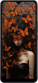 TPU чехол Девушка с оранжевыми бабочками для Infinix Hot 12i - 5941b-2863 изображение 
