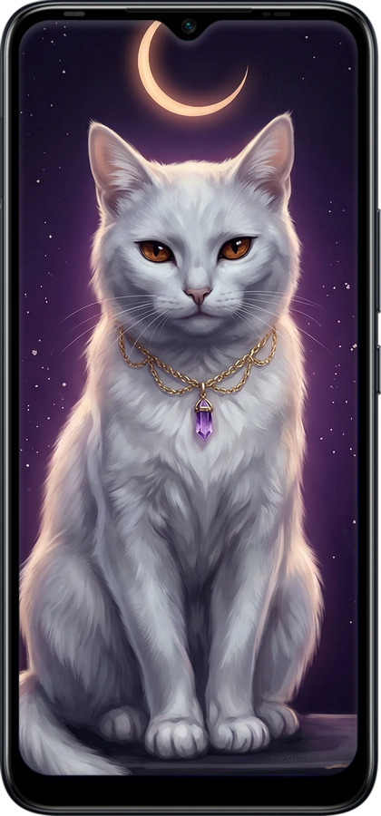 Силиконовый чехол Mystic White Cat Gothic Dark Purple Gold для Infinix Hot 12i - 6805u-2863 изображение 