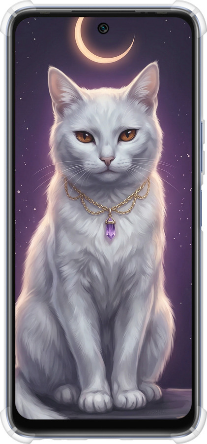Силіконовий протиударний с посиленими кутами чехол Mystic White Cat Gothic Dark Purple Gold для Infinix Hot 20 - 6805sp-2966 изображение 