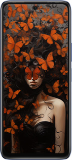 Силиконовый чехол Девушка с оранжевыми бабочками для Infinix Hot 20 - 5941u-2966 изображение 