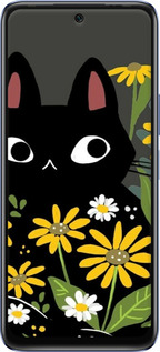 Силіконовий чехол Чорний кіт з квітами для Infinix Hot 20 - 6448u-2966 изображение 