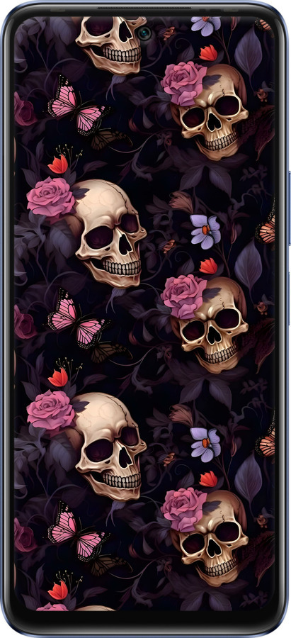 Силіконовий чехол Черепи та троянди для Infinix Hot 20 - 6316u-2966 изображение 