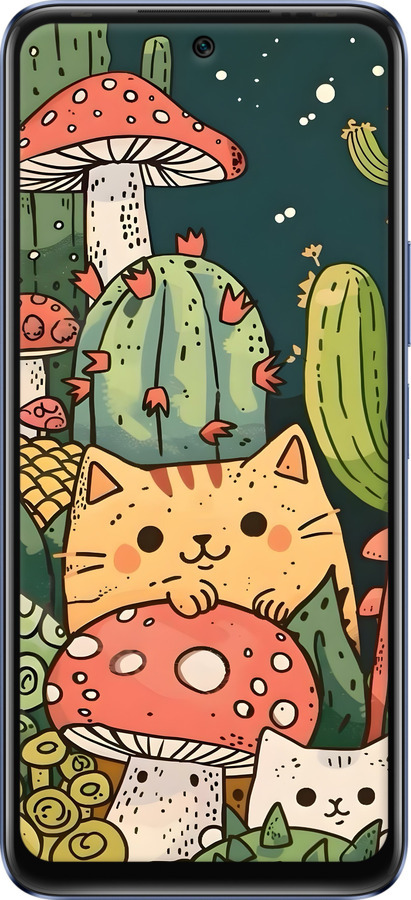 Силиконовый чехол Коты грибы для Infinix Hot 20 - 6321u-2966 изображение 