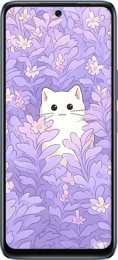 Силиконовый чехол Котик в цветах для Infinix Hot 20 - 6390u-2966 изображение 