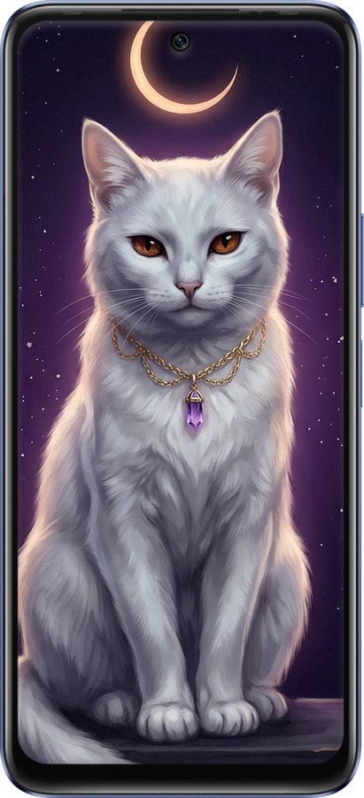 Силіконовий чехол Mystic White Cat Gothic Dark Purple Gold для Infinix Hot 20 - 6805u-2966 изображение 