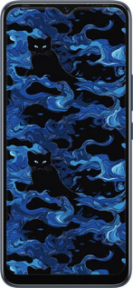 Силиконовый чехол Абстрактный узор черных котов на синем фоне для Infinix Hot 20i - 6525u-2964 изображение 