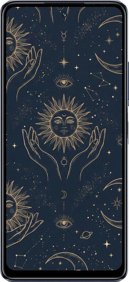 Силиконовый чехол Celestial Harmony: Sun & Moon Gold Mystic Pattern для Infinix Hot 30 - 6778u-3046 изображение 