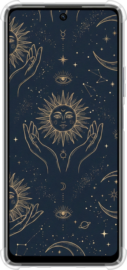 Силіконовий протиударний с посиленими кутами чехол Celestial Harmony: Sun & Moon Gold Mystic Pattern для Infinix Hot 40 Pro - 6778sp-3736 изображение 