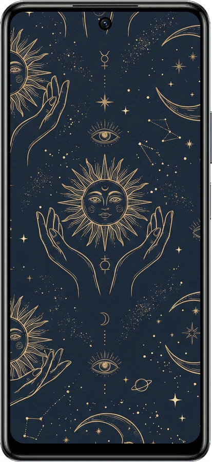 Силиконовый чехол Celestial Harmony: Sun & Moon Gold Mystic Pattern для Infinix Hot 40 Pro - 6778u-3736 изображение 