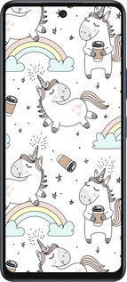 Силиконовый чехол Единорог и кофе для Infinix Hot 50 5G - 4661u-3795 изображение 