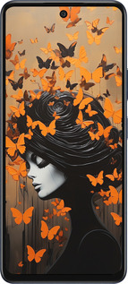 Силиконовый чехол Чехол для телефона Девушка с оранжевыми бабочками для Infinix Hot 50 5G - 5940u-3795 изображение 