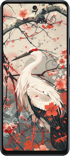 Силиконовый чехол Аист в цвету сакуры для Infinix Hot 50 5G - 6109u-3795 изображение 