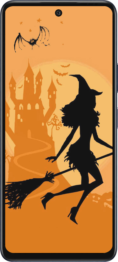 Силиконовый чехол Ведьма на метле для Infinix Hot 50 5G - 1184u-3795 изображение 