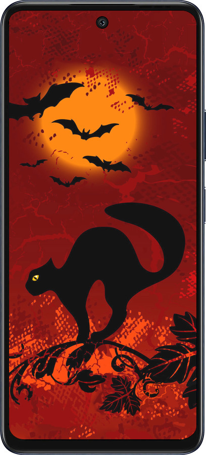 Силиконовый чехол Чёрная кошка под луной для Infinix Hot 50 5G - 1190u-3795 изображение 