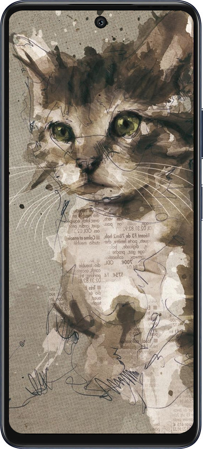 Силиконовый чехол Котёнок из пятен и линий для Infinix Hot 50 5G - 119u-3795 изображение 