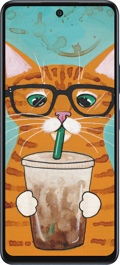 Силиконовый чехол Зеленоглазый кот в очках для Infinix Hot 50 5G - 4054u-3795 изображение 