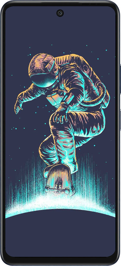 Силиконовый чехол Космонавт на скейтборде для Infinix Hot 50 5G - 4145u-3795 изображение 