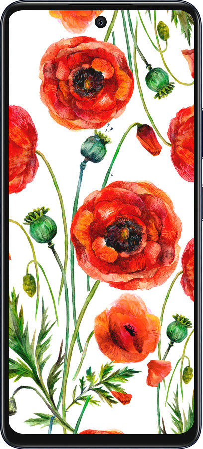 Силиконовый чехол Нарисованные маки для Infinix Hot 50 5G - 4278u-3795 изображение 