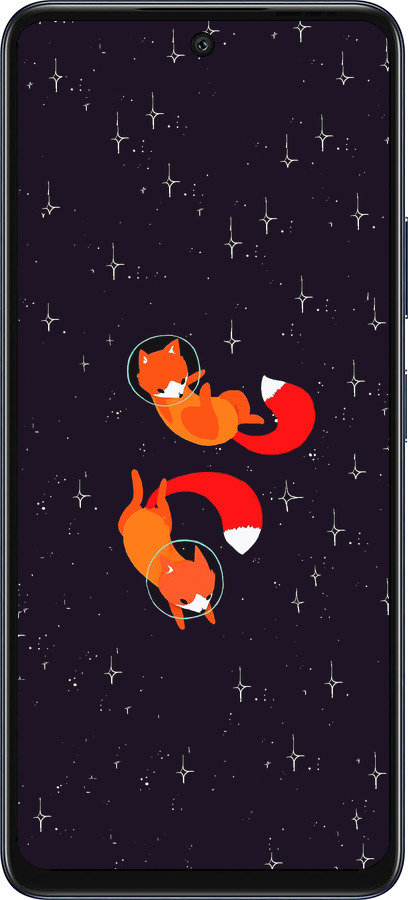 Силиконовый чехол Лисички в космосе для Infinix Hot 50 5G - 4519u-3795 изображение 