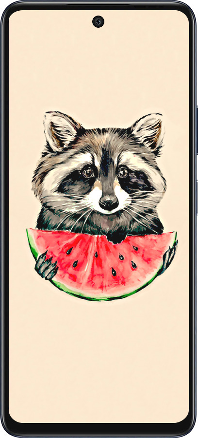Силиконовый чехол Енотик с арбузом для Infinix Hot 50 5G - 4605u-3795 изображение 