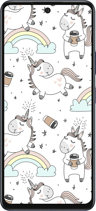 Силиконовый чехол Единорог и кофе для Infinix Hot 50 5G - 4661u-3795 изображение 