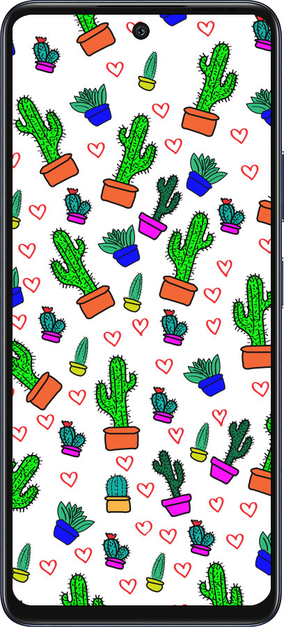 Силиконовый чехол Кактусы 4 для Infinix Hot 50 5G - 4856u-3795 изображение 