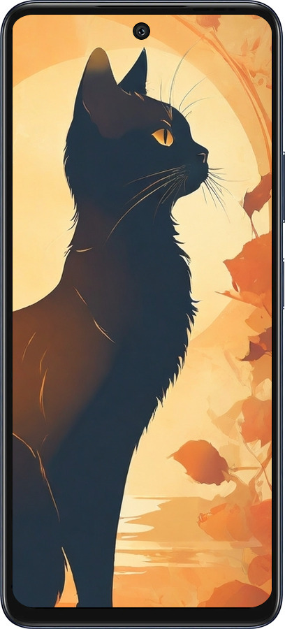 Силиконовый чехол Черная кошка v2 для Infinix Hot 50 5G - 5830u-3795 изображение 