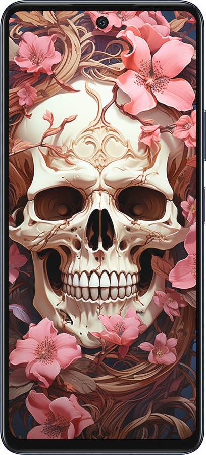 Силиконовый чехол Череп в розовых цветах для Infinix Hot 50 5G - 5965u-3795 изображение 