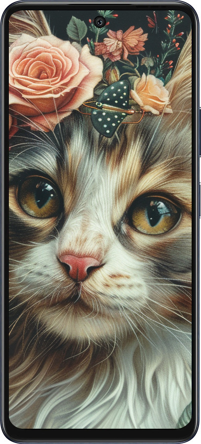 Силиконовый чехол Cats and flowers для Infinix Hot 50 5G - 6069u-3795 изображение 